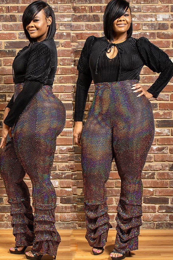 Plus Multi-color Stacked Pants